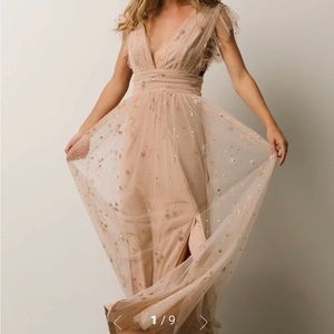 NWT Nova shimmer maxi dress in blush